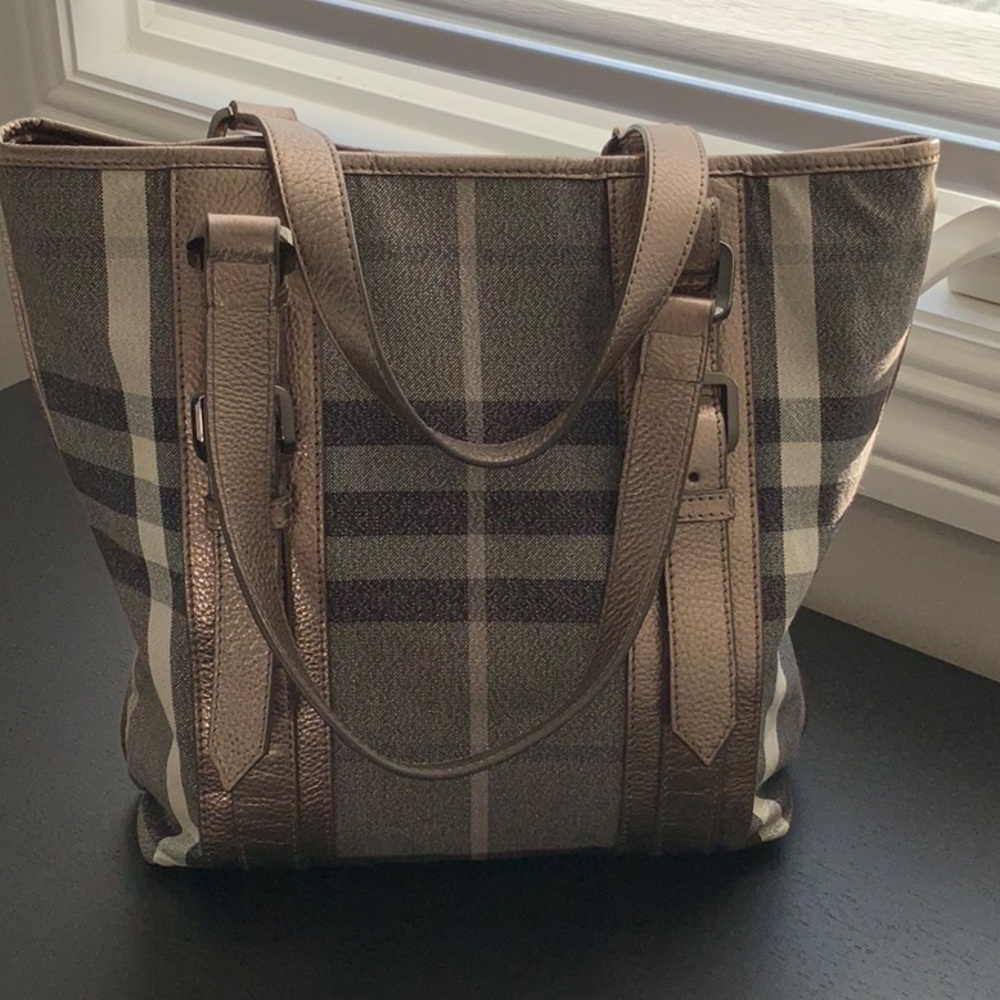 Burberry canvas leather tote bag